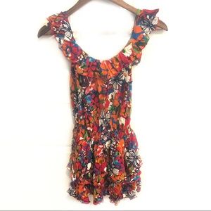 Zara Colorful Floral Mini Dress Ruffle Tiered
